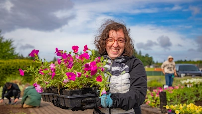 Person holding flowers