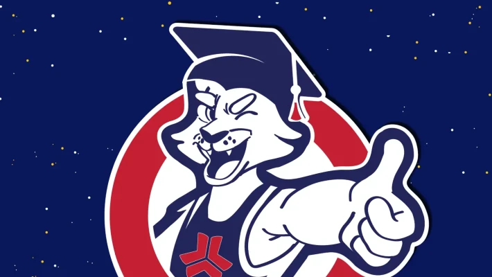 Illustration of CCC Cougie mascot wearing a graduation cap giving a thumbs up